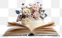 PNG Wedding cake with cream flower wedding flowers book.