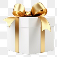 PNG Christmas white gift box ribbon gold celebration.