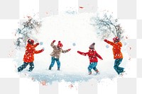 PNG Kids play snowball outdoors clothing winter.