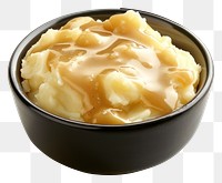 PNG Mashed potato with gravy sauce food potatoes bowl.