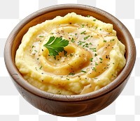 PNG Mashed potato with gravy sauce food potatoes bowl.