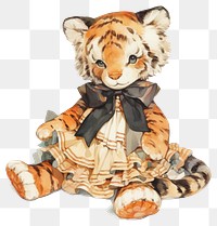 PNG Black coquette tiger doll illustration animal illustrated.