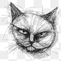 PNG Hand drawn of cat drawing sketch white.