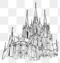 PNG Hand drawn of Cathedal drawing doodle line.