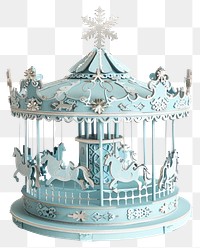 PNG Coquette snowflake carousel blue decoration ornament.