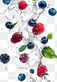 PNG Berries flying in the air with berries water splash berry blackberries blueberries.