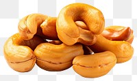 PNG Three Roasted cashew nuts food white background freshness.