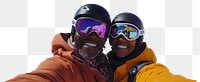 PNG Couple wearing Ski glasses mountain snow outdoors.