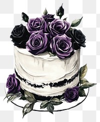 PNG Cream cake roses purple black.