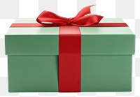 PNG Christmas white gift box ribbon green red.