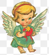 PNG Christmas a angel toy illustration character vintage.