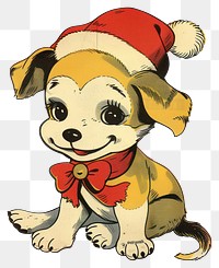 PNG Puppy character christmas cartoon vintage.