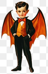 PNG A shy boy halloween vintage wings.