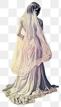 PNG A spectral bride veil wedding vintage.