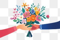 PNG Hands exchanging flowers illustration bouquet bright.