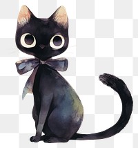 PNG Black cat tied illustration watercolor animal.