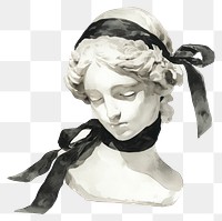 PNG Greek statue art illustration ribbon.