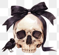 PNG Black coquette skeleton tied illustration ribbon bird.