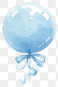 PNG Blue coquette balloon illustration watercolor ribbon.