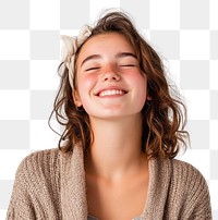 PNG Young woman with a lively smile background headband.