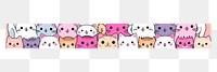 PNG Doodle cartoon cute cat pattern adhesive strip white background representation creativity.