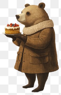 PNG Bear eating a cake animal dessert coat.