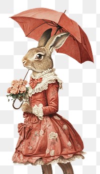 PNG Rabbit animal painting umbrella.