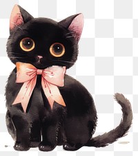 PNG Halloween black cat illustration animal pink.