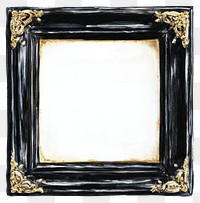 PNG A black vintage frame painting gold art.