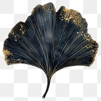 PNG Black ginkgo leaf black gold art.