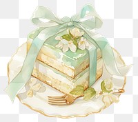 PNG Mint green pastel coquette dessert illustration watercolor ribbon.