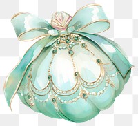 PNG Mint green pastel coquette shell illustration watercolor ribbon.