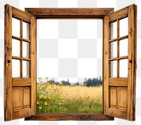 PNG Window flowers wooden frame.