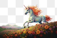 PNG Unicorn running painting landscape outdoors.