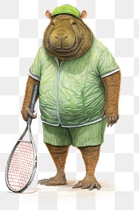 PNG Capybara character Tennis tennis wildlife racket.