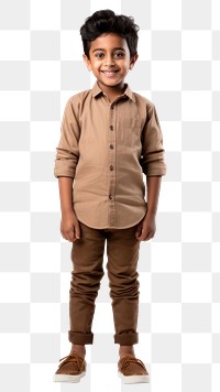 PNG Standing child khaki outerwear. 