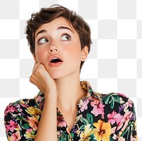 PNG Young woman with short hair surprised background portrait.