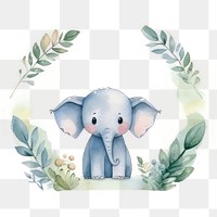 PNG Elephant in jungle circle border cute representation creativity.