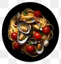 PNG A spaghetti garlic with Clams and cherry tomato clams food background.