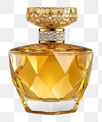 PNG A sparkling golden luxury perfume bottle diamond-shaped cosmetics fragrance.