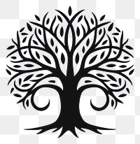 PNG Simple tree silhouette logo calligraphy.