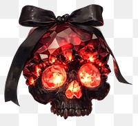 PNG Coquette Crystal skull with glowing red gemstones art illustration crystal.