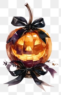 PNG Black coquette pumpkin lamp halloween illustration ribbon.