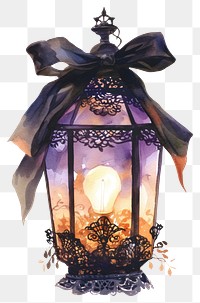 PNG Black coquette witch lamp illustration watercolor lantern.