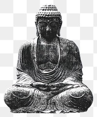 PNG Buddhist sitting retro photocopy stipple effect buddhist buddha art.