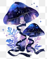 PNG Tall mushroom art illustration watercolor.