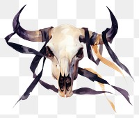 PNG Bull skull illustration watercolor animal.