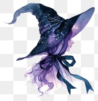 PNG Portrait of witch purple illustration watercolor.