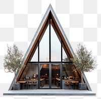 PNG A-frame modern cafe facade architecture restaurant building.