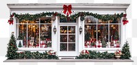 PNG Vintage Christmas store facade christmas window decorations.